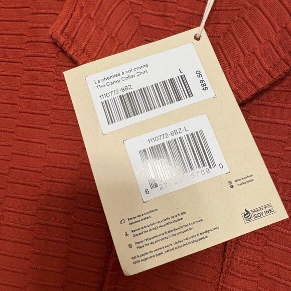 Frank and Oak men’s NWT’s textured Camp collared shirt. Size large - Picture 6 of 7